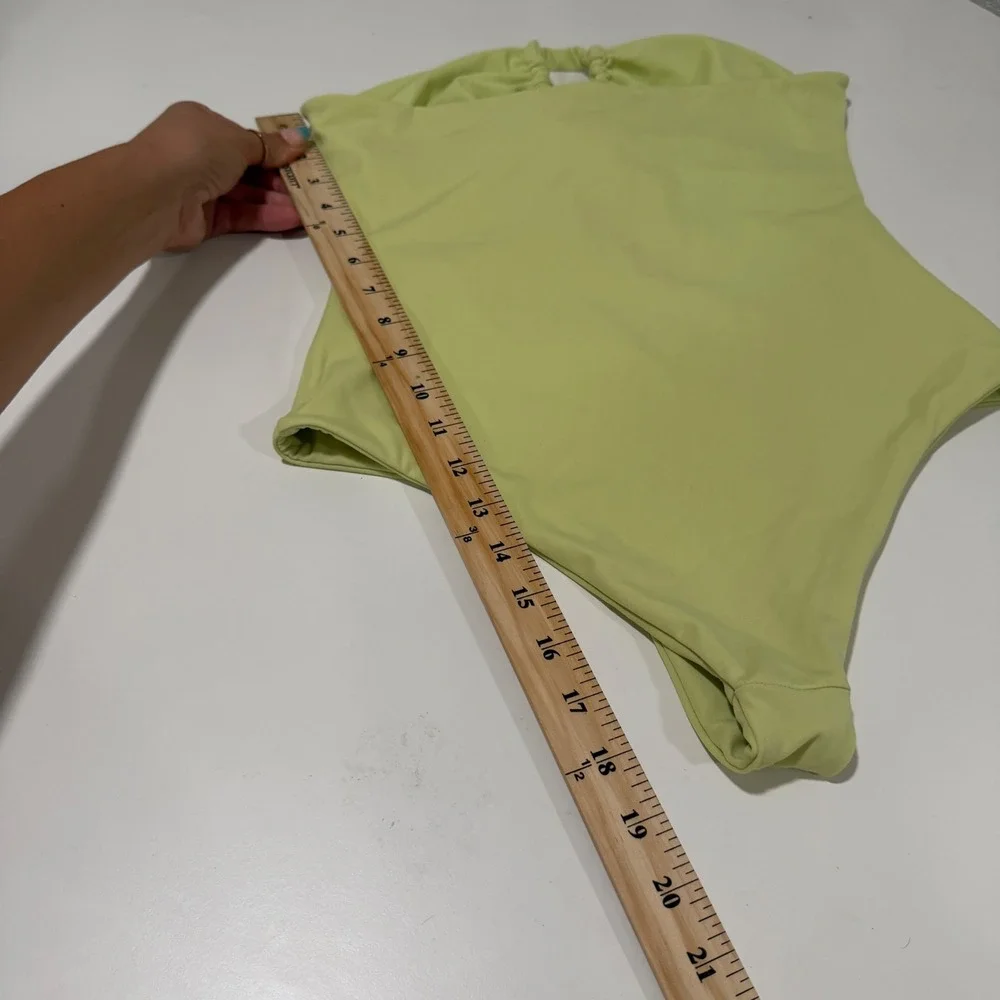 Vivid Swim Lime Green Tie Front Strapless One Piece Swimsuit Size L